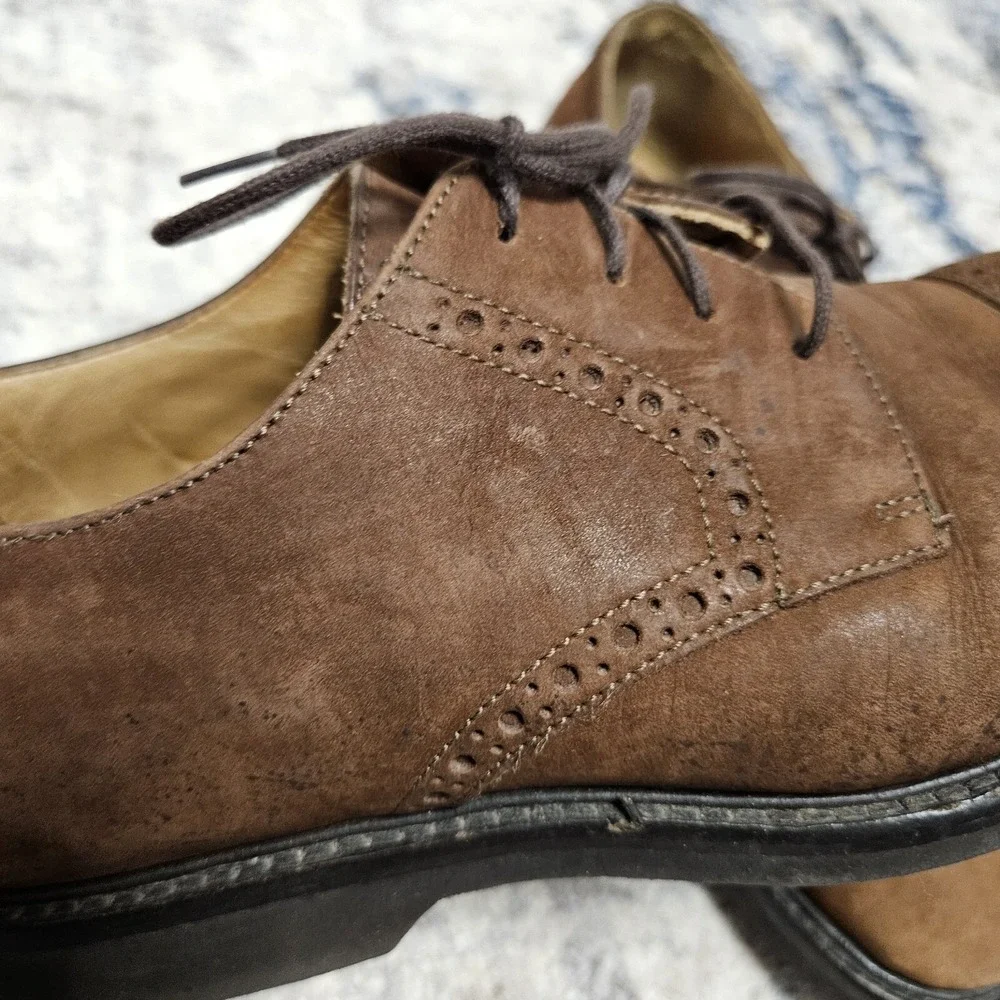Johnston & Murphy Dress Shoes Mens 10M Brown Suede Cap‎ Toe Brogue Brazil Preppy